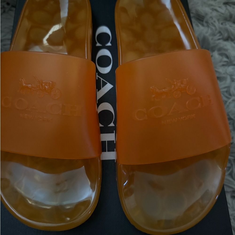 Coach Candied Orange Rubber Slides